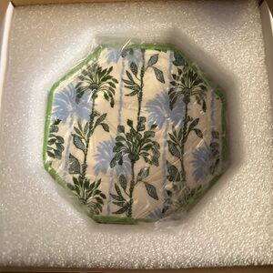 Lilly Pulitzer Blue Floral Octagonal Appetizer Plate with Green Edge